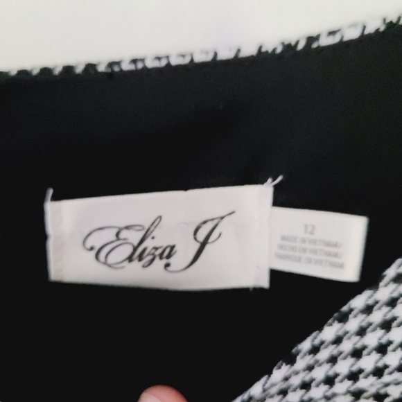 NWT ELIZA J short sleeves ruffle sheath dress black and white - Picture 5 of 9